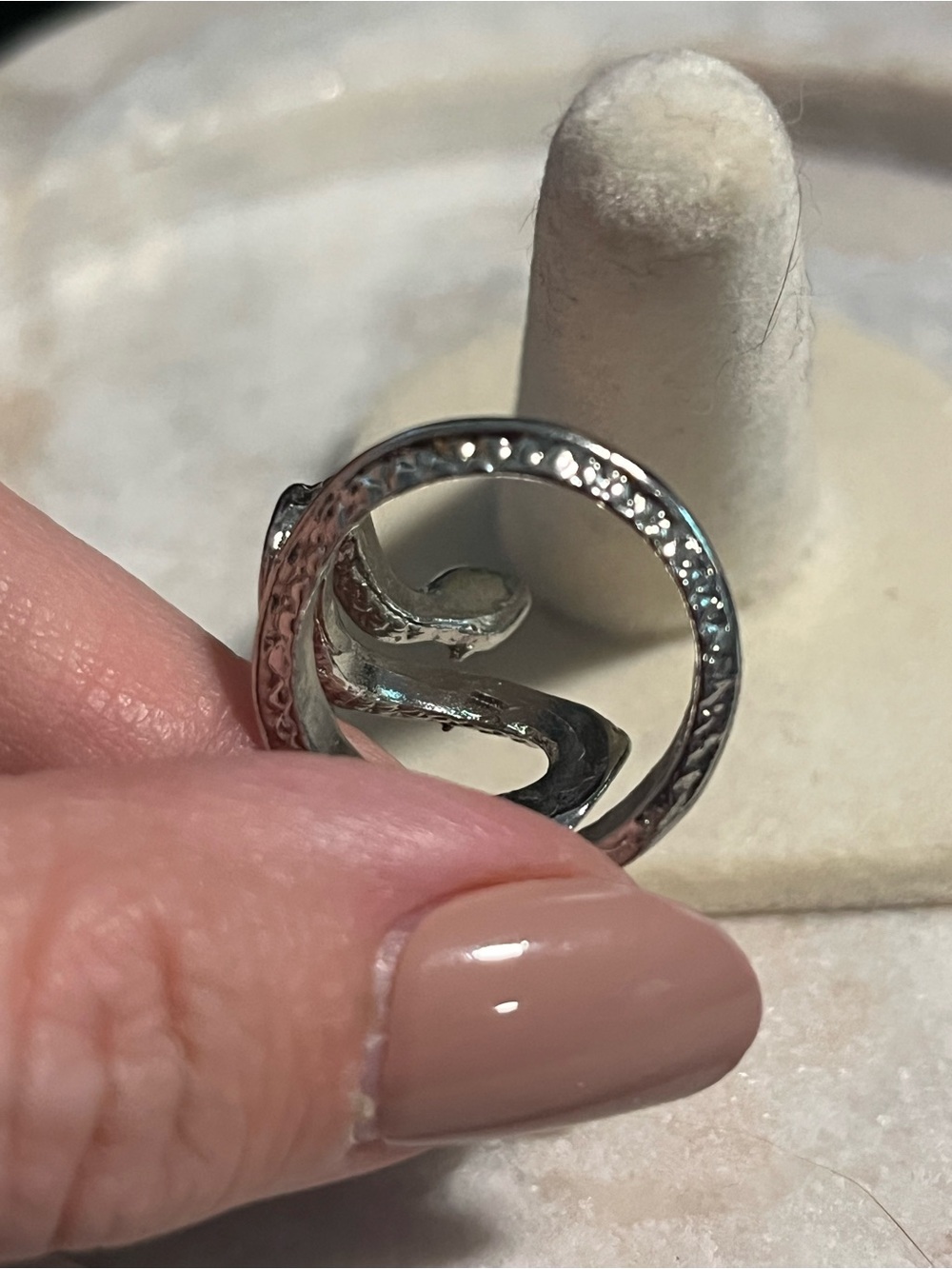 Silver Snake Ring with Blue Accent - - Picture 2 of 4